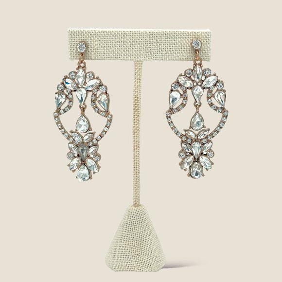 Badgley Mischka Jewelry - NEW Badgley Mischka Gold Crystal Drop Earrings Art Deco Bridal Chandeliers